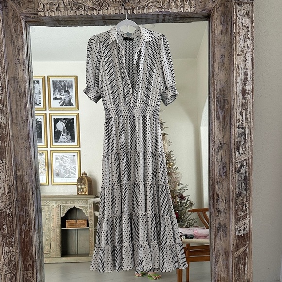 Tahari Dresses & Skirts - Tahari Black and White Polka Dot Maxi Dress